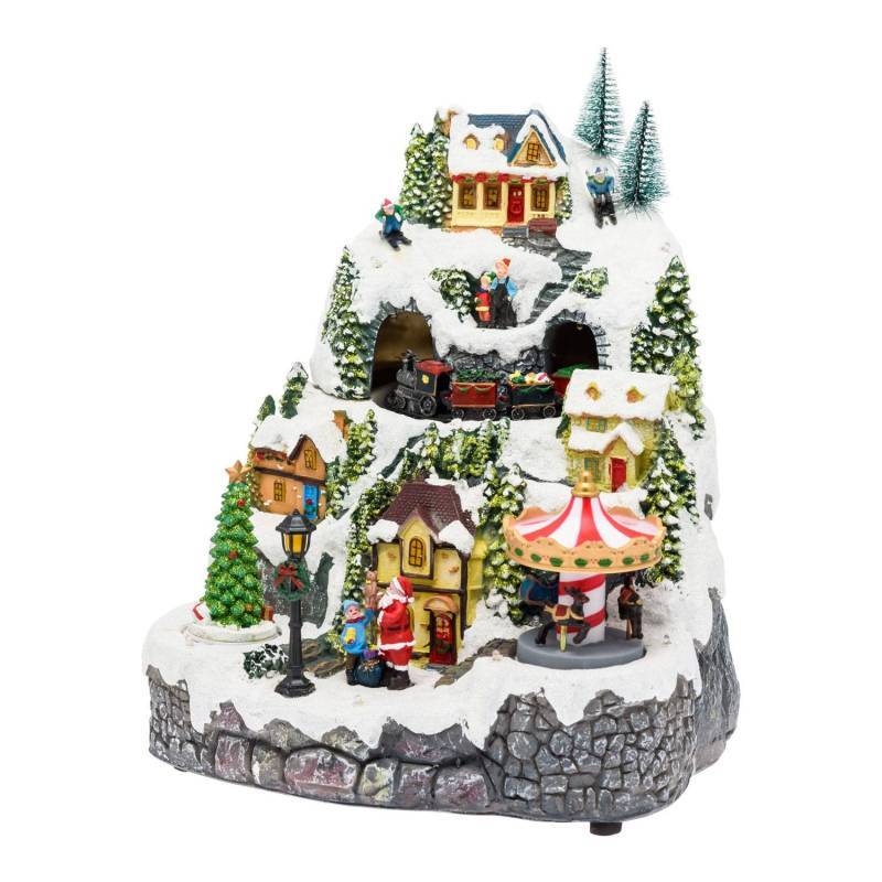 Lotti - Village de Noel animé à LED avec montagne Enneigé Petit Train Sapin de Noël et Père Noël H31cm Lotti - Image 9