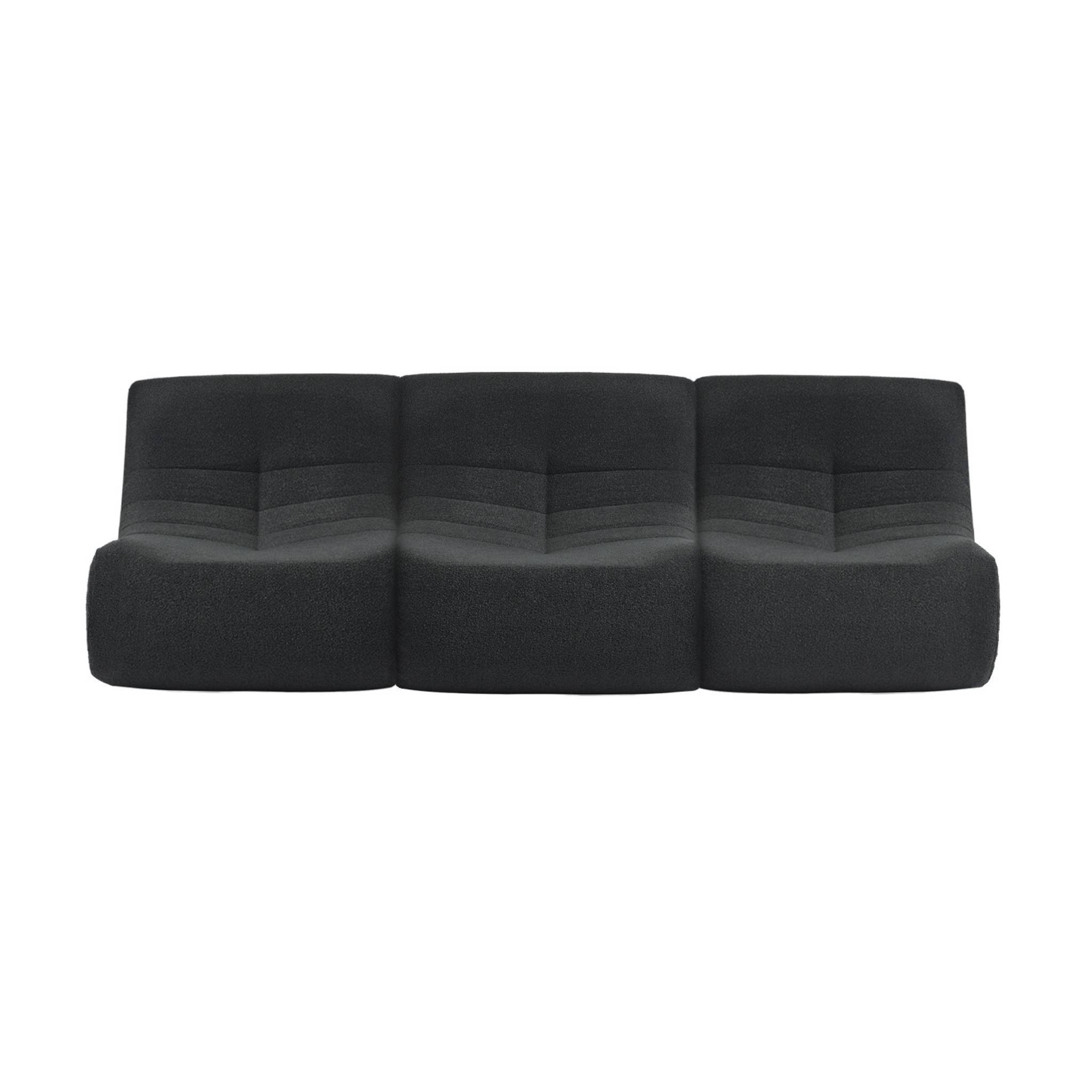 sweeek - Lot de 3 fauteuils chauffeuses en bouclette texturée noir style contemporain 1 place | sweeek - Image 6