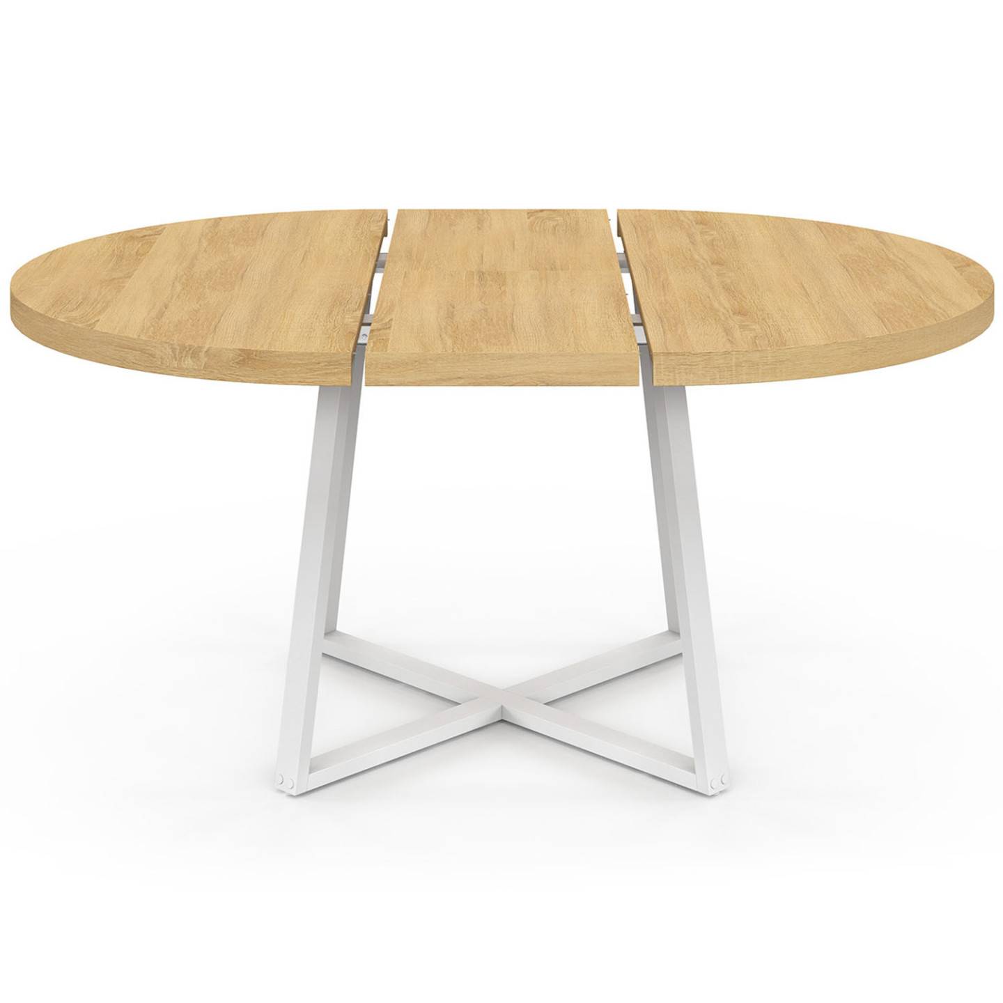 Table à manger extensible ronde SELMA 4-8 personnes bois et blanc 110-150 cm - Image 3