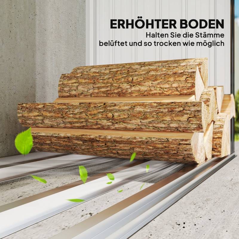 Abri-bûches acier extérieur jardin toit incliné aéré 150x66x150cm gris foncé - ComfortXL Outdoor Living - Image 5