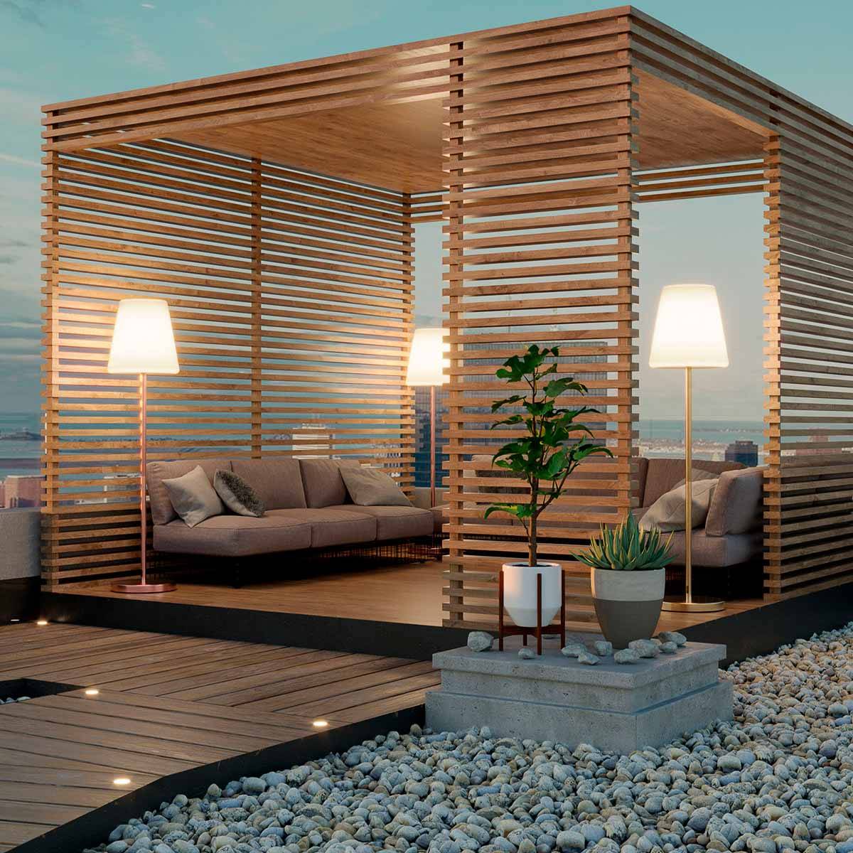 Lampadaire 180 cm de haut sans fil pour l'intérieur et l'extérieur avec câble en jute. Lumière LED chaude ou . Fabriqué en Espagne. LOLA SLIM - Image 2