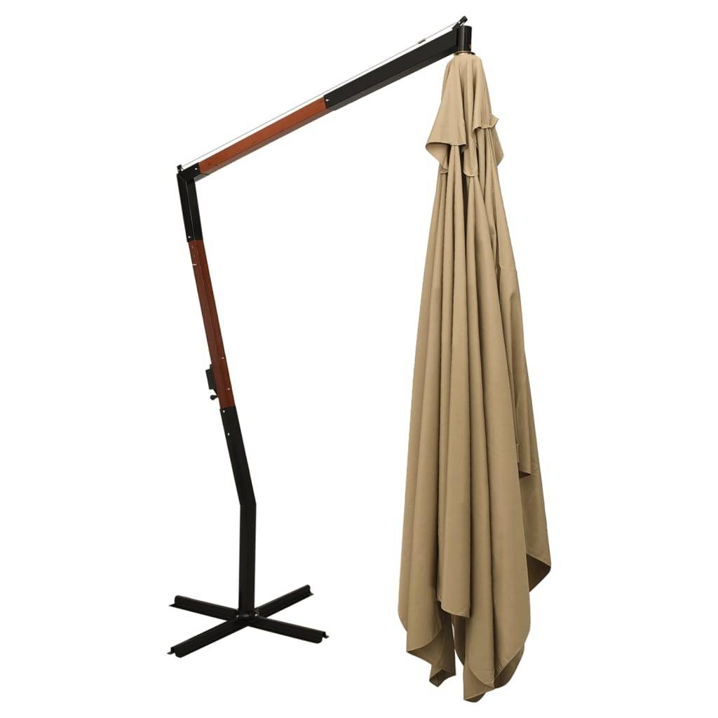 Helloshop26 - Parasol meuble de jardin en porte-à-fau x avec mât en bois 400 x 300 cm taupe - Image 4