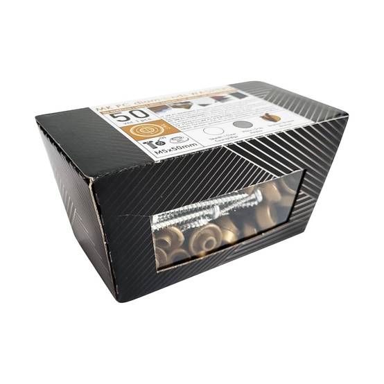 MK PC DIAMONDS vis galvanisées M5 x 50 mm pour bois avec rondelle d'étanchéité en bronze, pour revêtement en polycarbonate, 50 pièces - Image 6