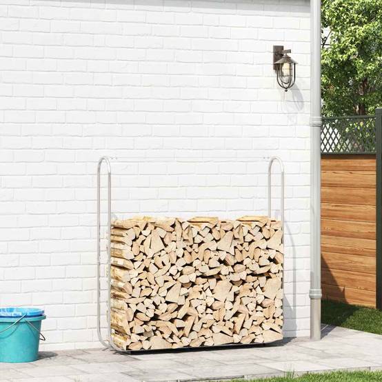 Abri-bûches extérieur acier galvanisé grande capacité pour jardin 150x25x150 cm Argenté - ComfortXL Outdoor Living - Image 3