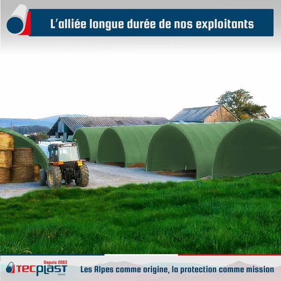 Bâche Tunnel agricole 3x4 m LP506TU Vert Sauge - Garantie 5 ans - Bâche PVC étanche pour Tunnel de stockage TECPLAST - Image 2