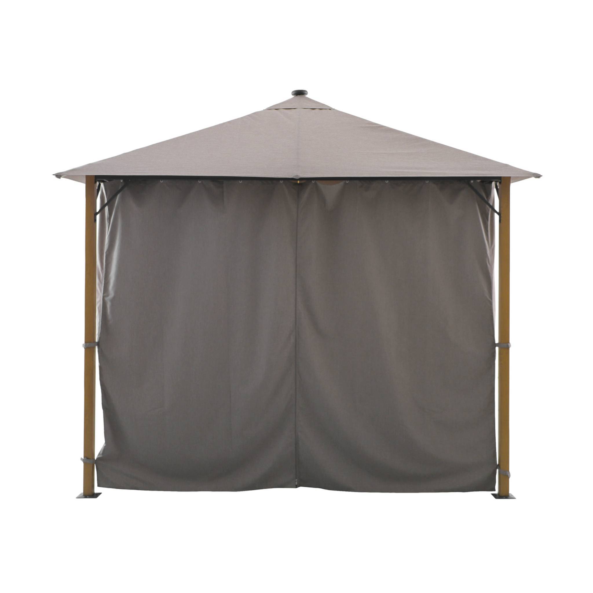 Tonnelle 3x3m aluminium effet bois avec rideaux et led beige - Veluna | sweeek - Image 5