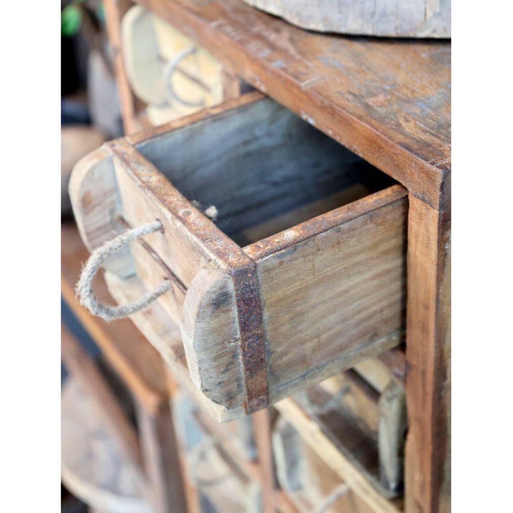 Chemin De Campagne - Commode 18 tiroirs en bois recyclé antique marron 39 x 34 x 122 cm Chemin de campagne - Image 3