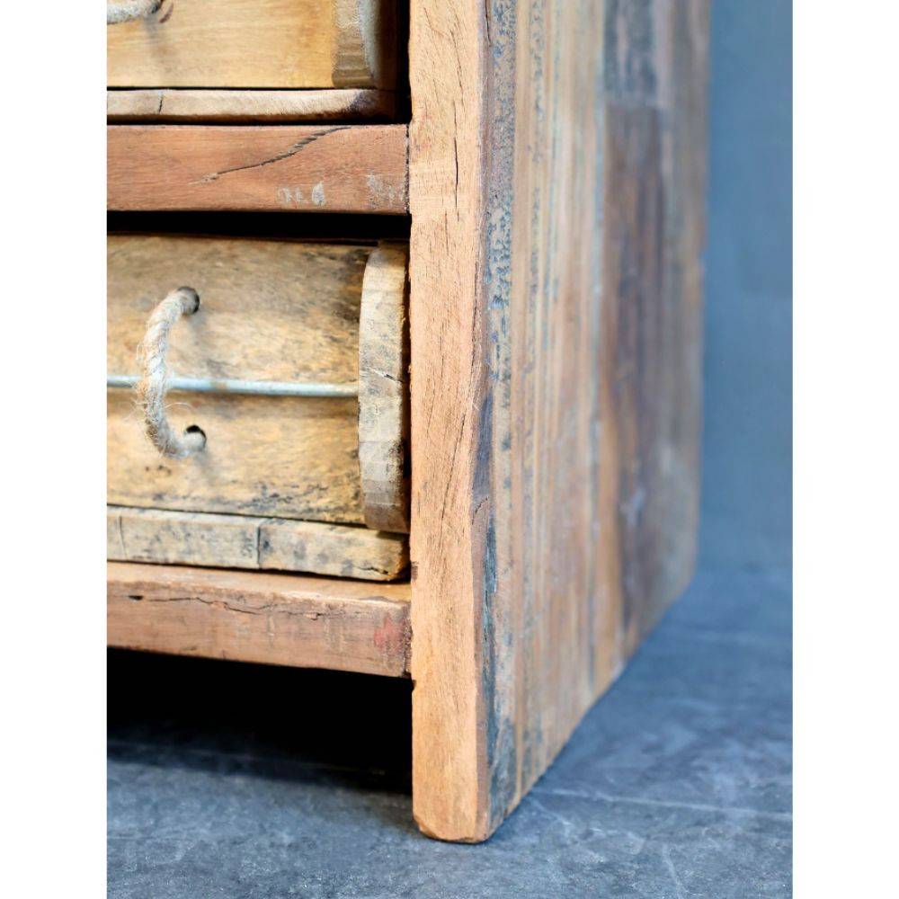 Chemin De Campagne - Commode 18 tiroirs en bois recyclé antique marron 39 x 34 x 122 cm Chemin de campagne - Image 4