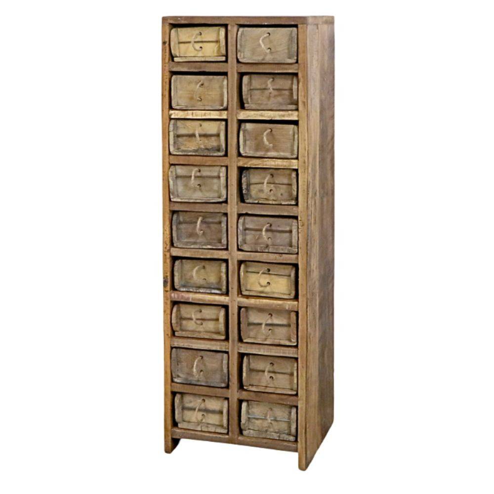 Chemin De Campagne - Commode 18 tiroirs en bois recyclé antique marron 39 x 34 x 122 cm Chemin de campagne - Image 1