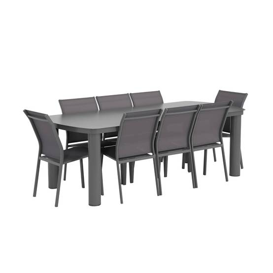 Table de jardin aluminium + 8 assises anthracite - Zaro / Buffalo | sweeek - Image 2