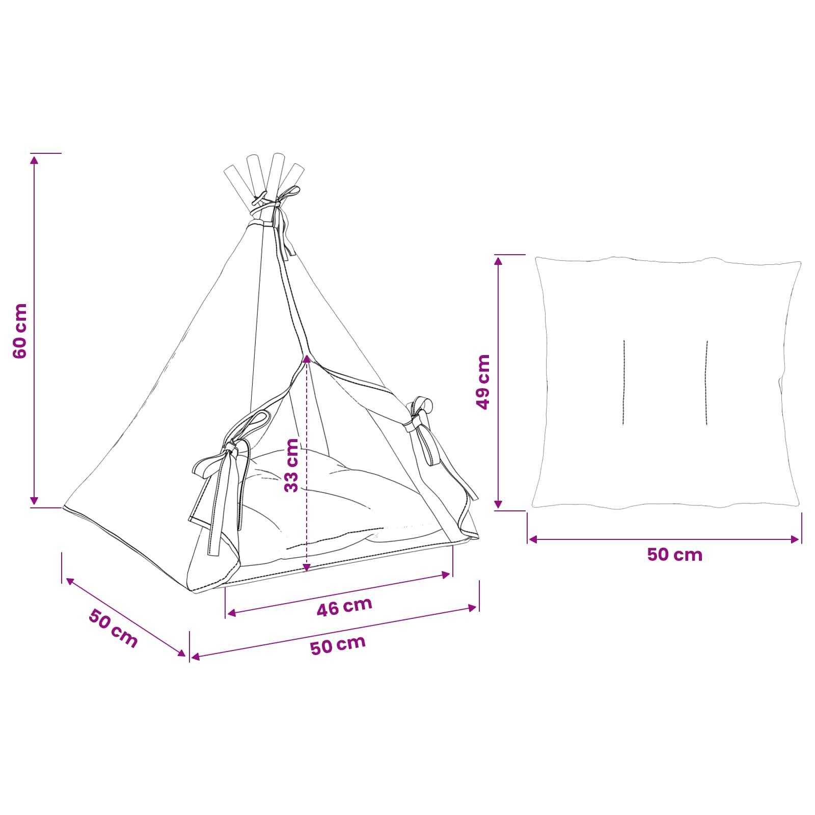 Vidaxl - Teepee pour animaux de compagnie avec coussin 50 x 50 x 60 cm vidaXL 42020253 - Image 3
