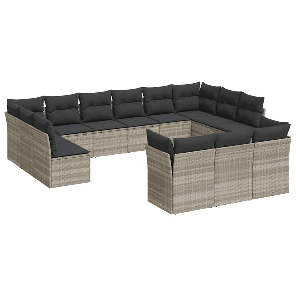 Canapé d'Angle de Jardin XXL 13 Places Poly Rotin Modulable pour Famille Nombreuse Gris Clair – ComfortXL Outdoor Living - Image 2