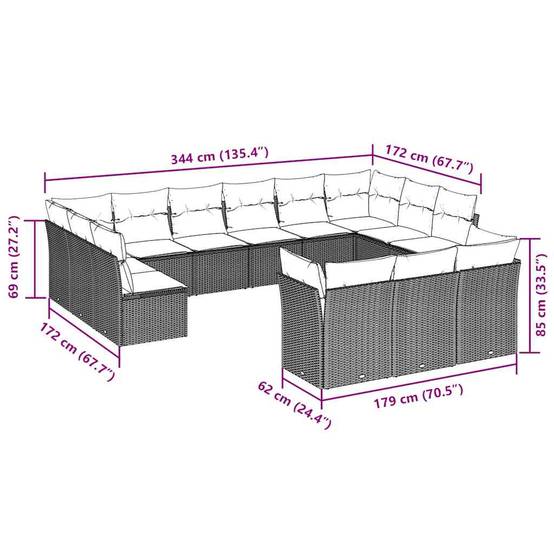 Canapé d'Angle de Jardin XXL 13 Places Poly Rotin Modulable pour Famille Nombreuse Gris Clair – ComfortXL Outdoor Living - Image 3