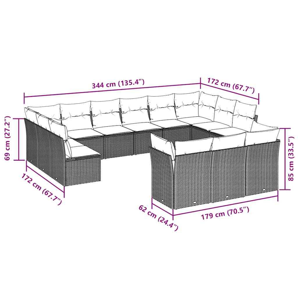 Canapé d'Angle de Jardin XXL 13 Places Poly Rotin Modulable pour Famille Nombreuse Gris Clair – ComfortXL Outdoor Living - Image 3