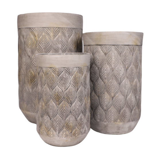 ~ 3 Cache-pots grandes tailles plante extérieur béton gris 40-49-60cm Chemin de campagne - Image 1