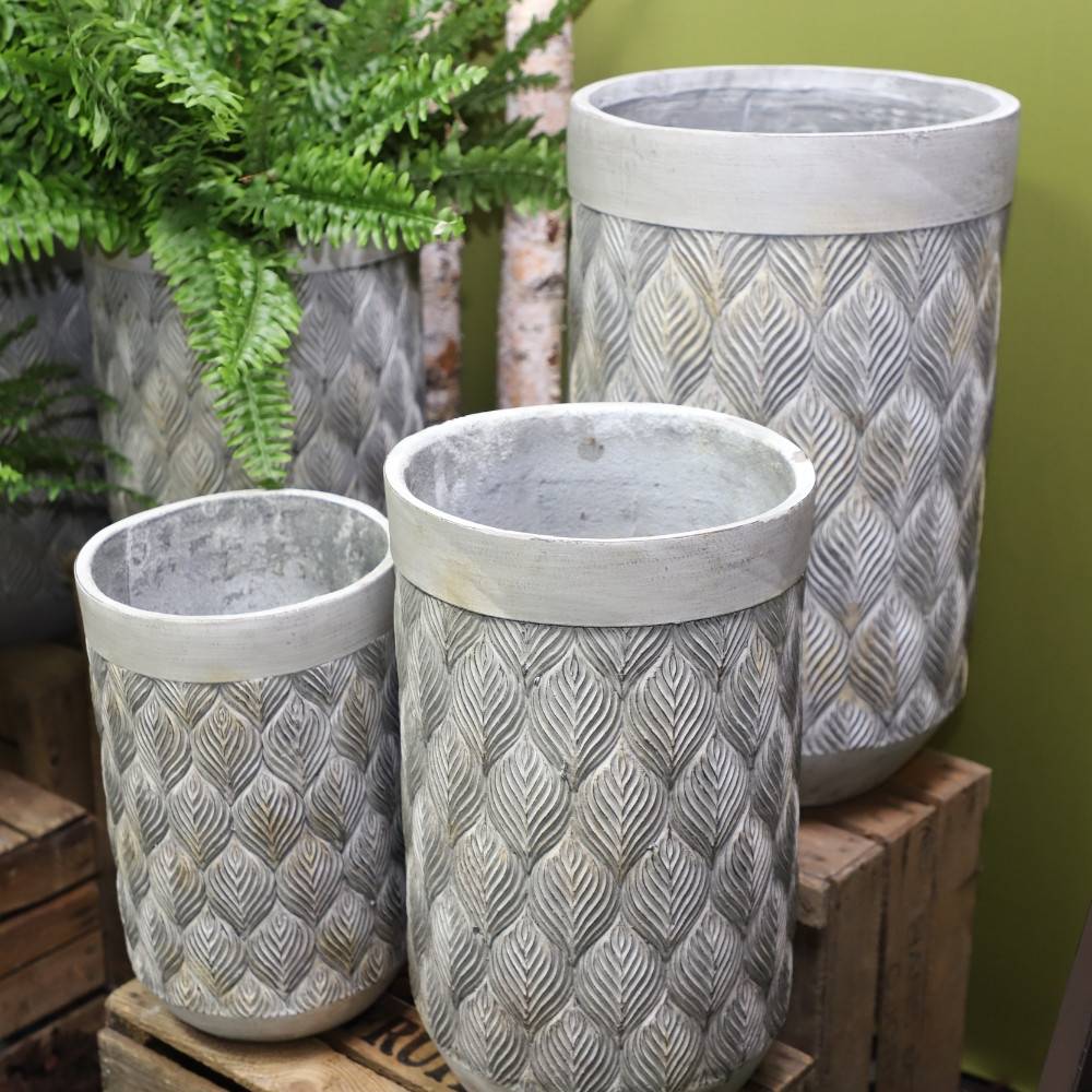 ~ 3 Cache-pots grandes tailles plante extérieur béton gris 40-49-60cm Chemin de campagne - Image 3