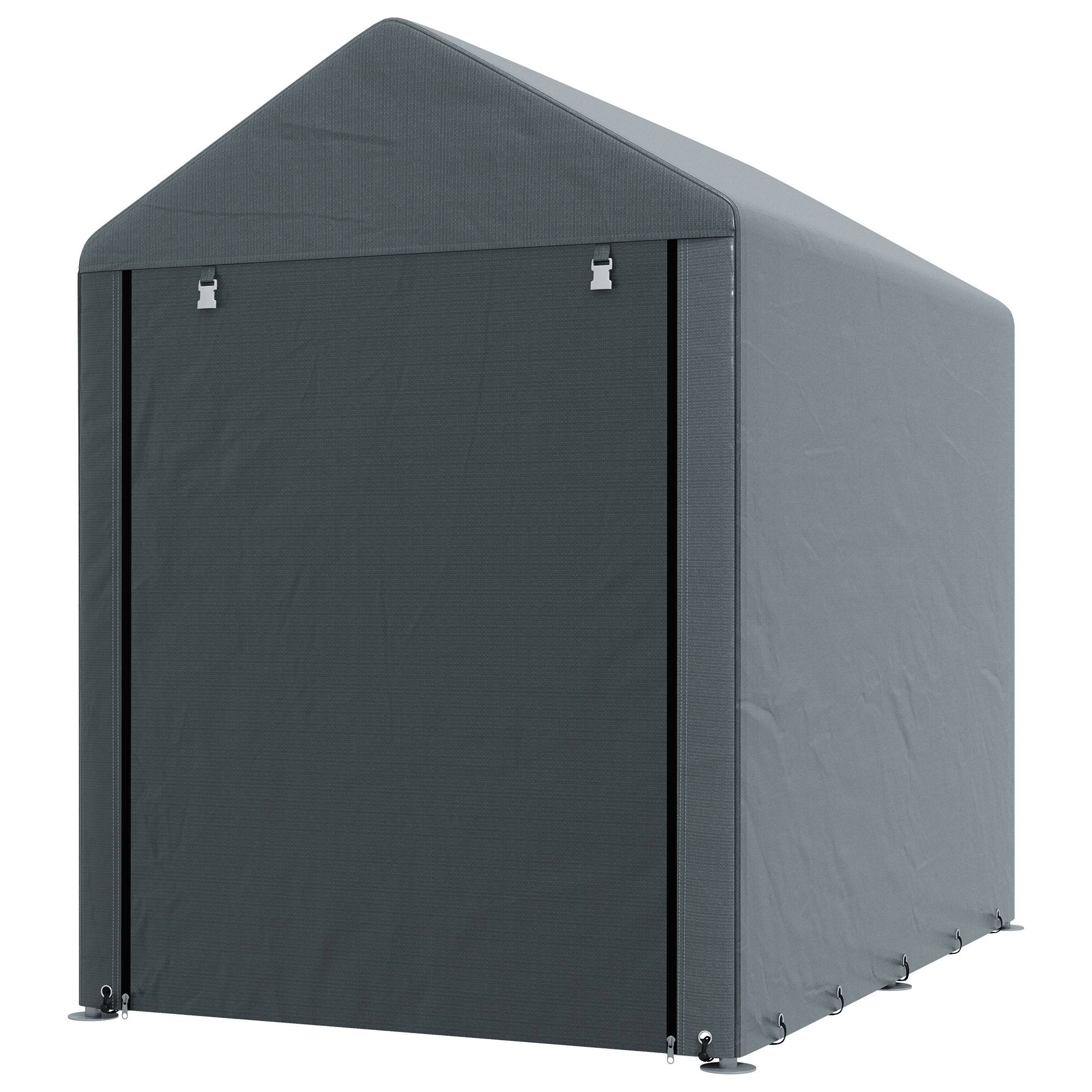 Abri vélo et moto gris foncé 1,2x1,8x1,65 m 2 compartiments porte zippée imperméable UV extérieur - Image 2