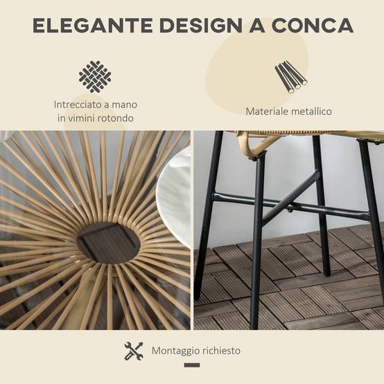 ComfortXL - Table basse de jardin ronde style bohème résine tressée verre trempé 50x50cm beige - ComfortXL Outdoor Living - Image 7