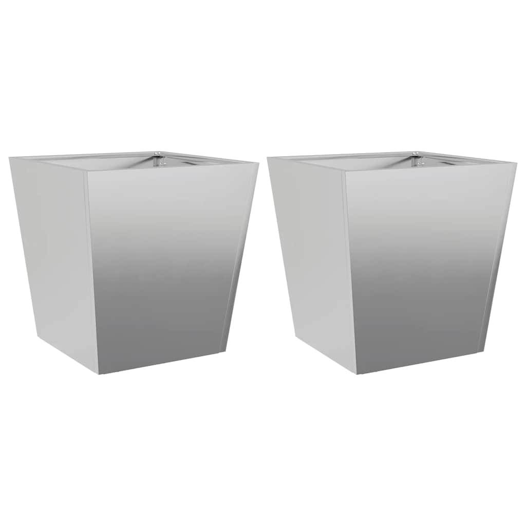 Jardinières 2 pcs acier galvanisé gris 40 x 40 x 40 cm - PANGIVO - Image 2