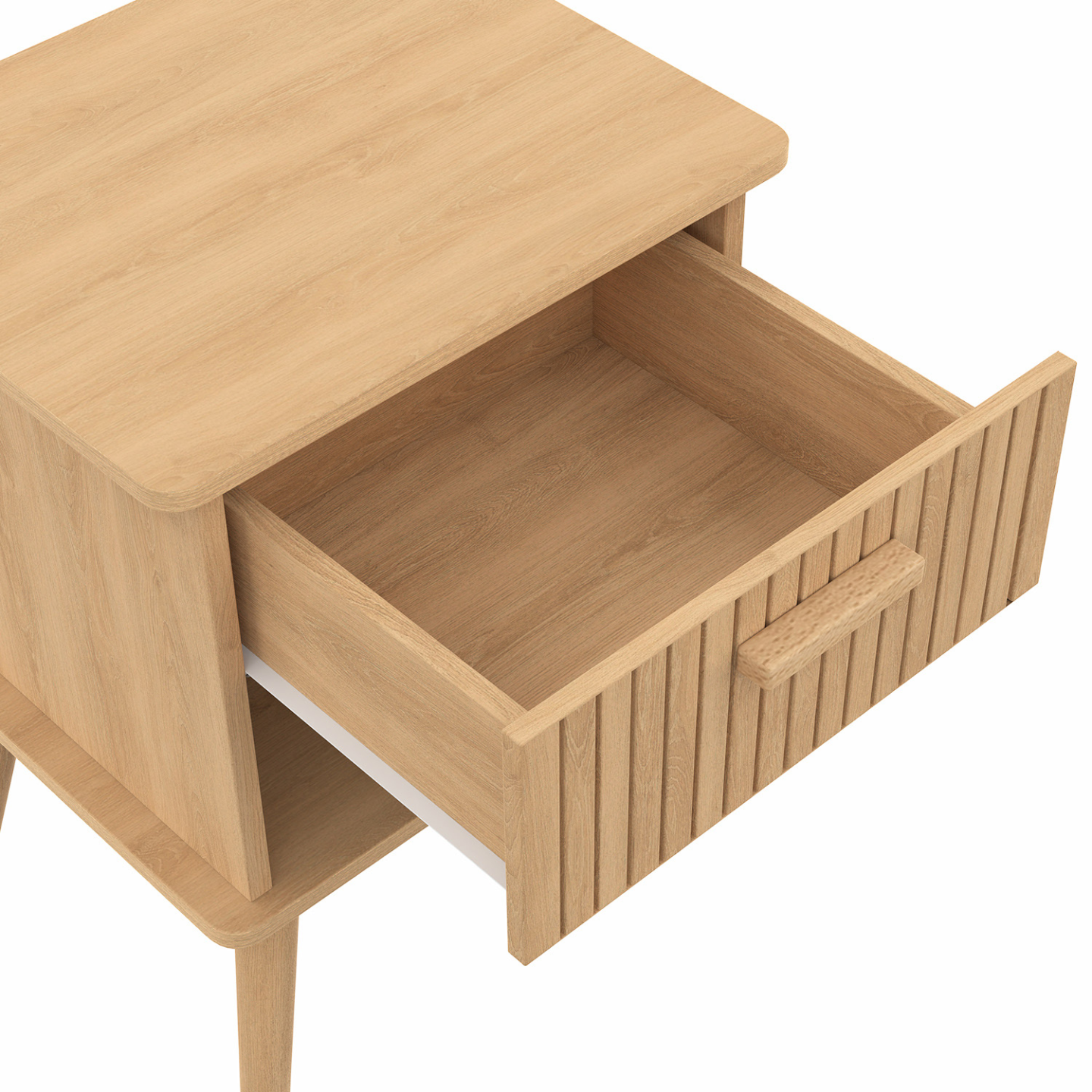 Lot de 2 tables de chevet JULIETTE 1 tiroir avec niche effet lattes tasseau bois - Image 6