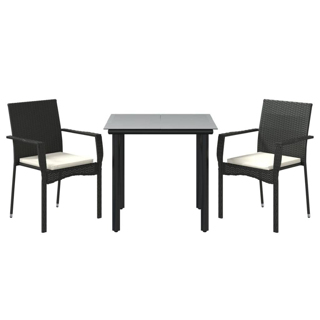 ComfortXL - Ensemble Bistro de Jardin 2 Personnes Résine Tressée Table Verre Noir et Crème – ComfortXL Outdoor Living - Image 3