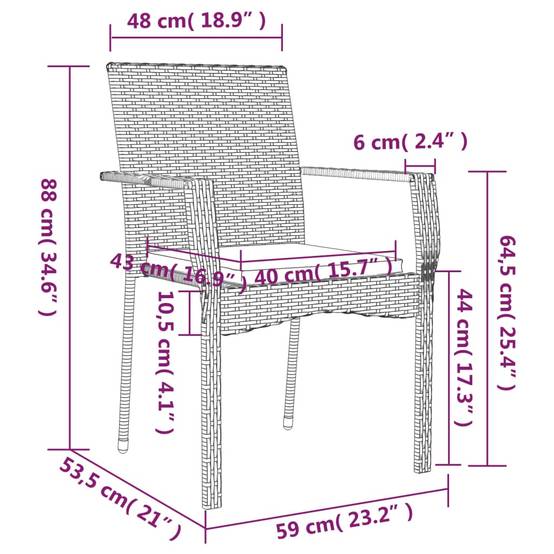 ComfortXL - Ensemble Bistro de Jardin 2 Personnes Résine Tressée Table Verre Noir et Crème – ComfortXL Outdoor Living - Image 9