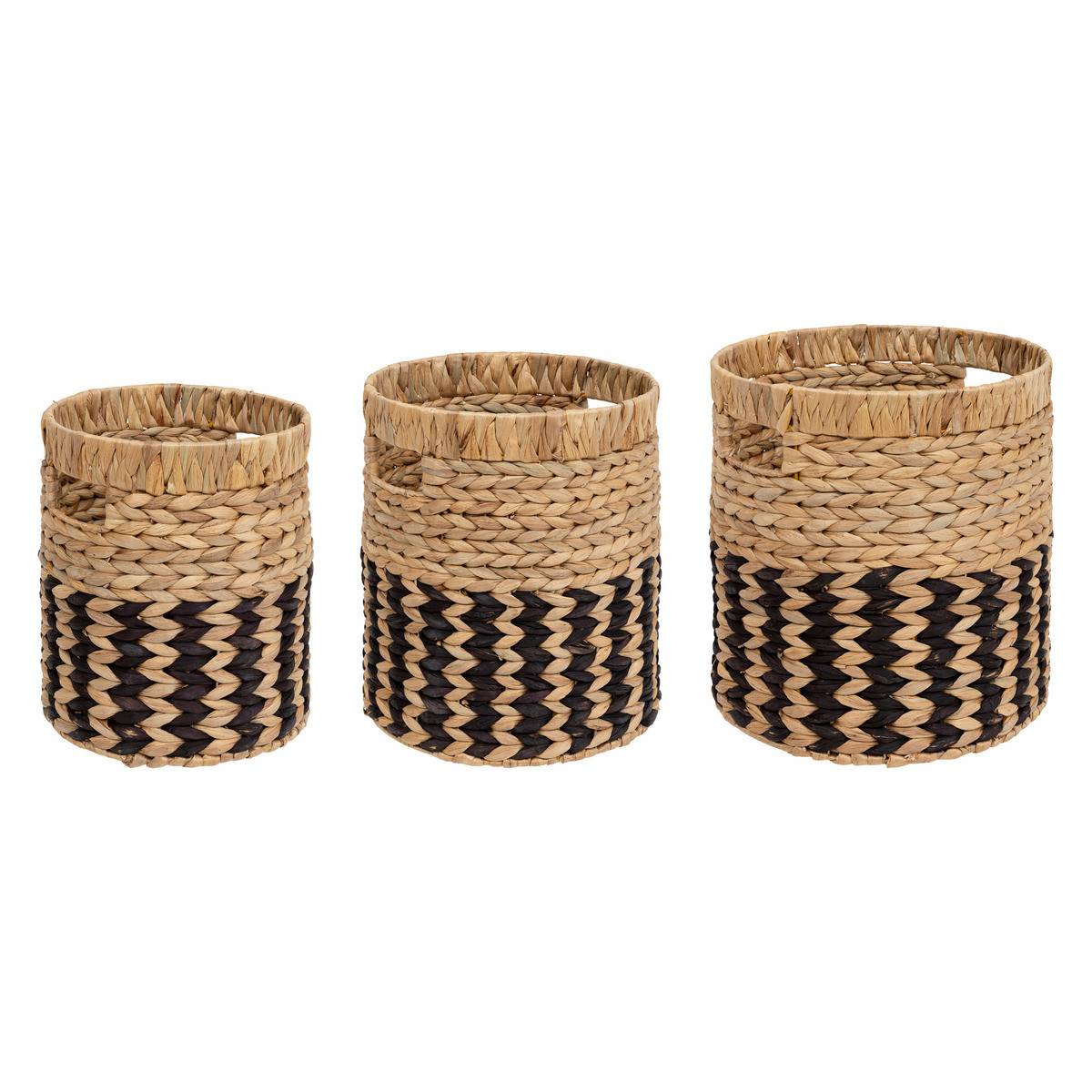 Lot de 3 Paniers de rangement Beige et Noir D 35 D 30 et D 26 cm - Image 1