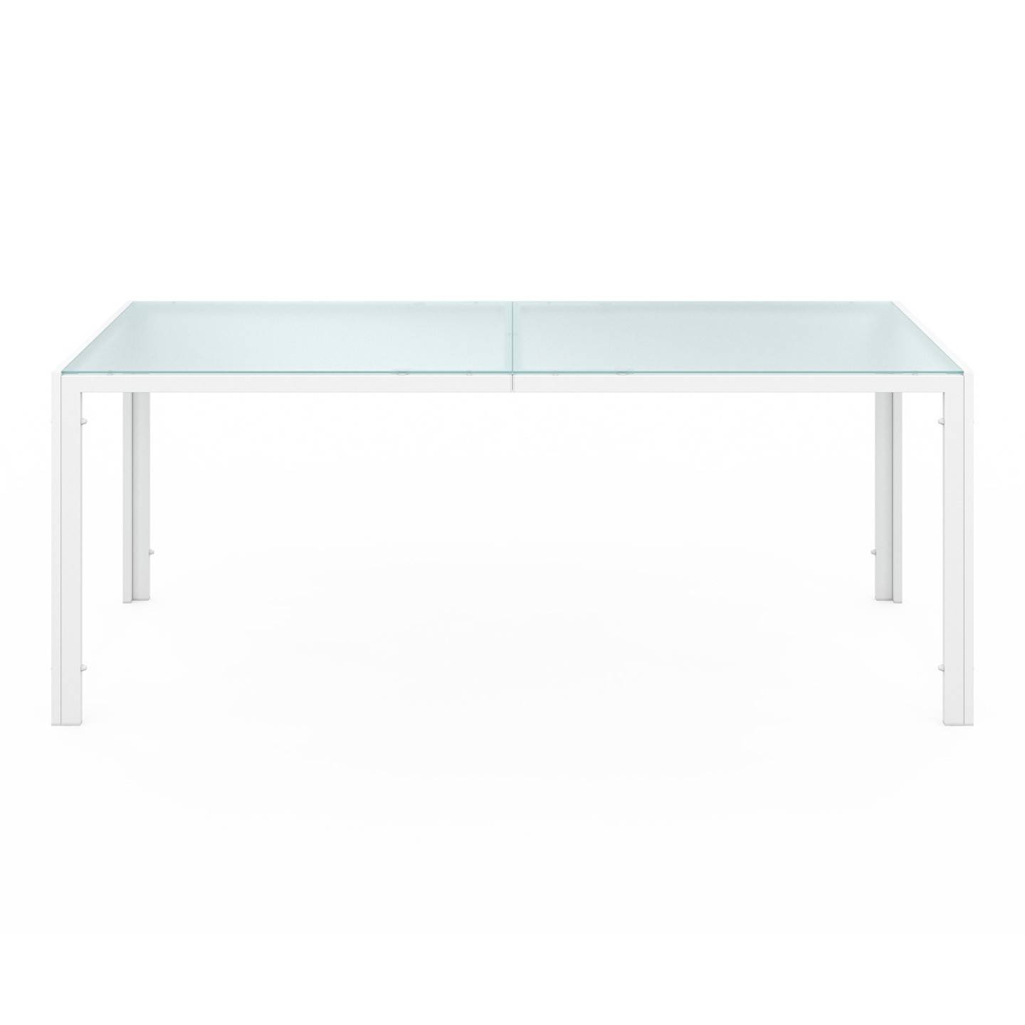 Salon de jardin MADRID table 190 cm et 8 chaises empilables blanc et beige - Image 3