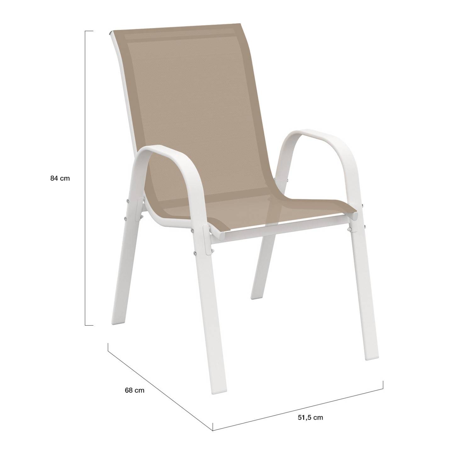 Salon de jardin MADRID table 190 cm et 8 chaises empilables blanc et beige - Image 6