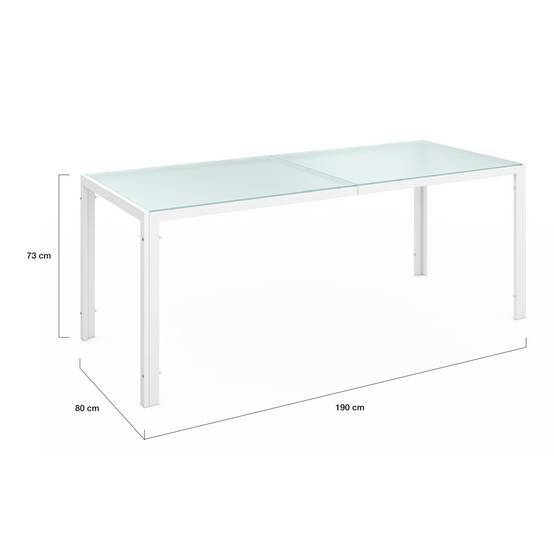 Salon de jardin MADRID table 190 cm et 8 chaises empilables blanc et beige - Image 5
