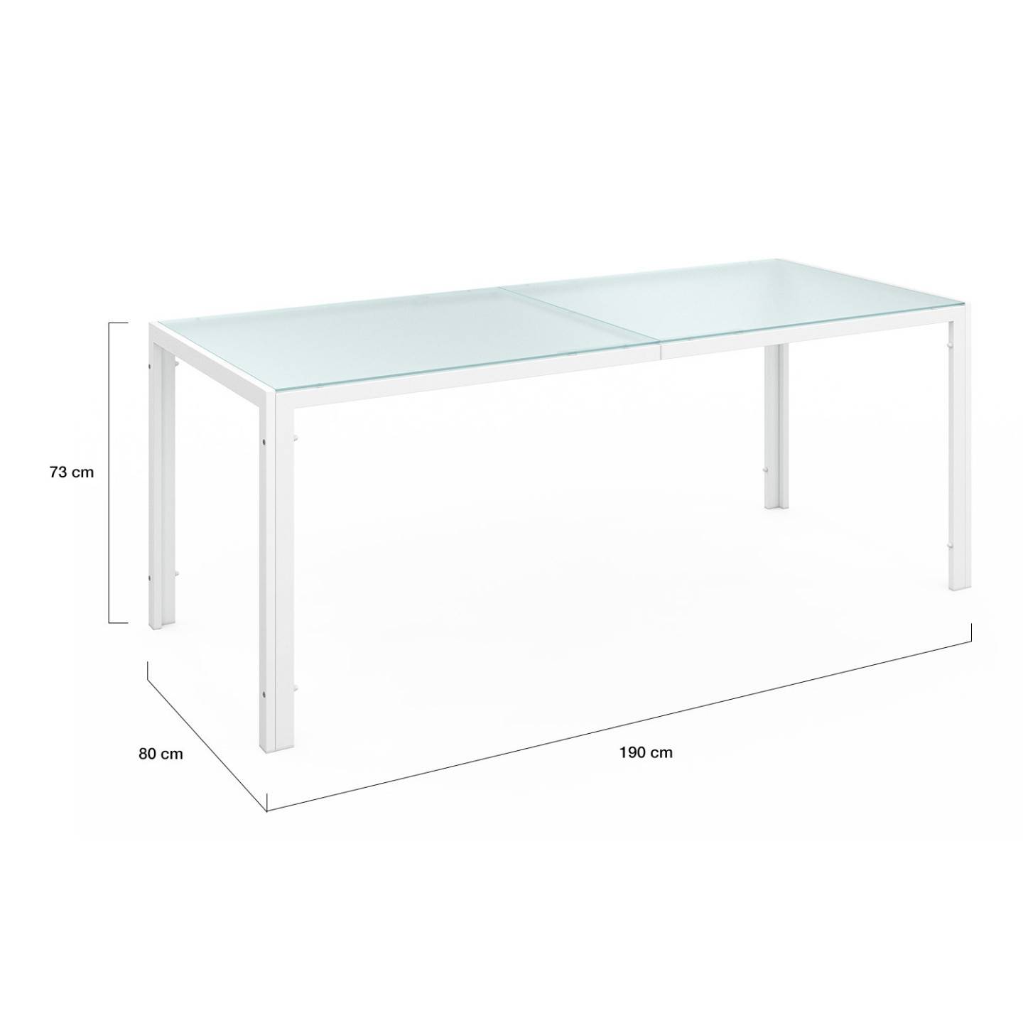 Salon de jardin MADRID table 190 cm et 8 chaises empilables blanc et beige - Image 5
