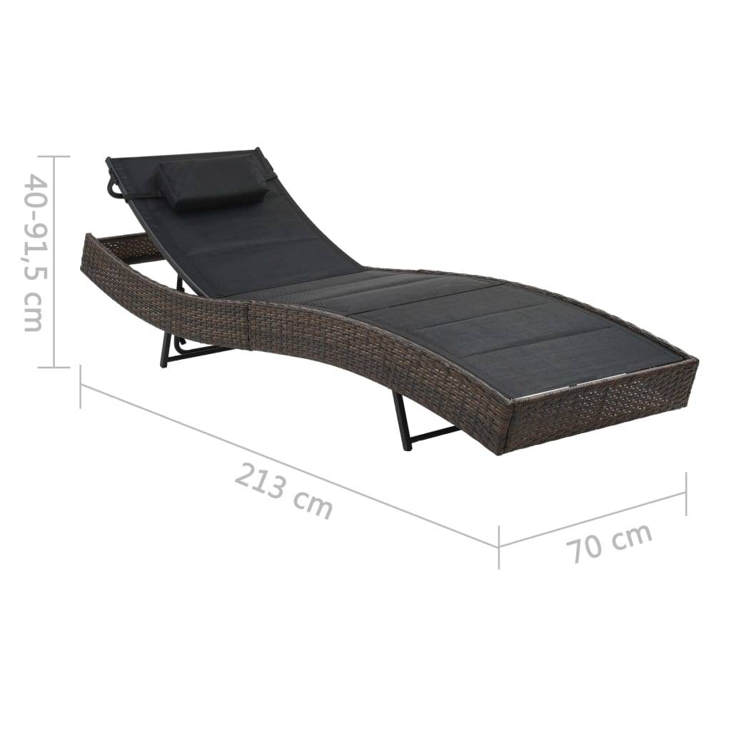 Helloshop26 - Transat chaise longue bain de soleil lit de jardin terrasse meuble d'extérieur résine tressée et textilène marron - Image 6