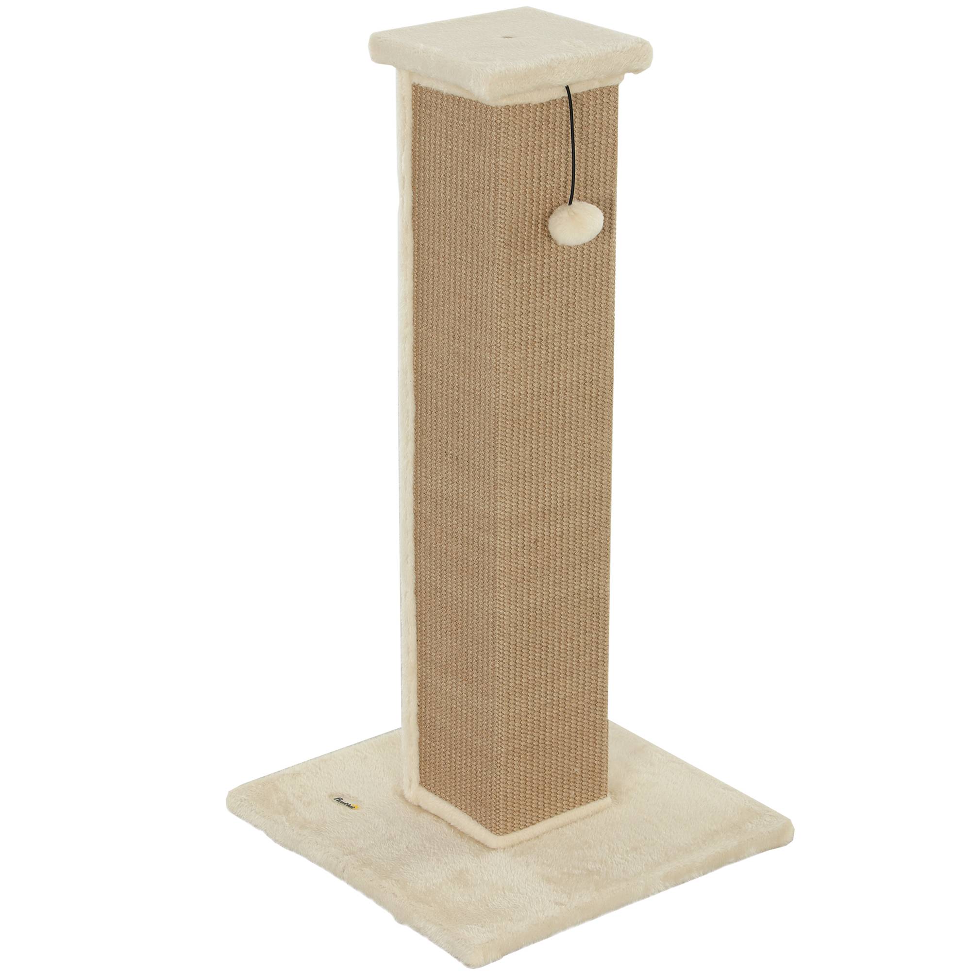 Griffoir pour chat, hauteur 81 cm, avec poteau en jute et balle suspendue, 41 x 41 x 81 cm, beige - Image 2