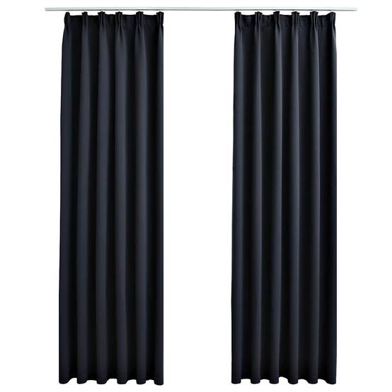 Rideaux occultants - Panneaux de rideau avec crochets 2 pcs Anthracite 140x245 cm - Image 1