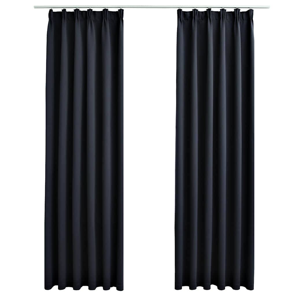 Rideaux occultants - Panneaux de rideau avec crochets 2 pcs Anthracite 140x245 cm - Image 1