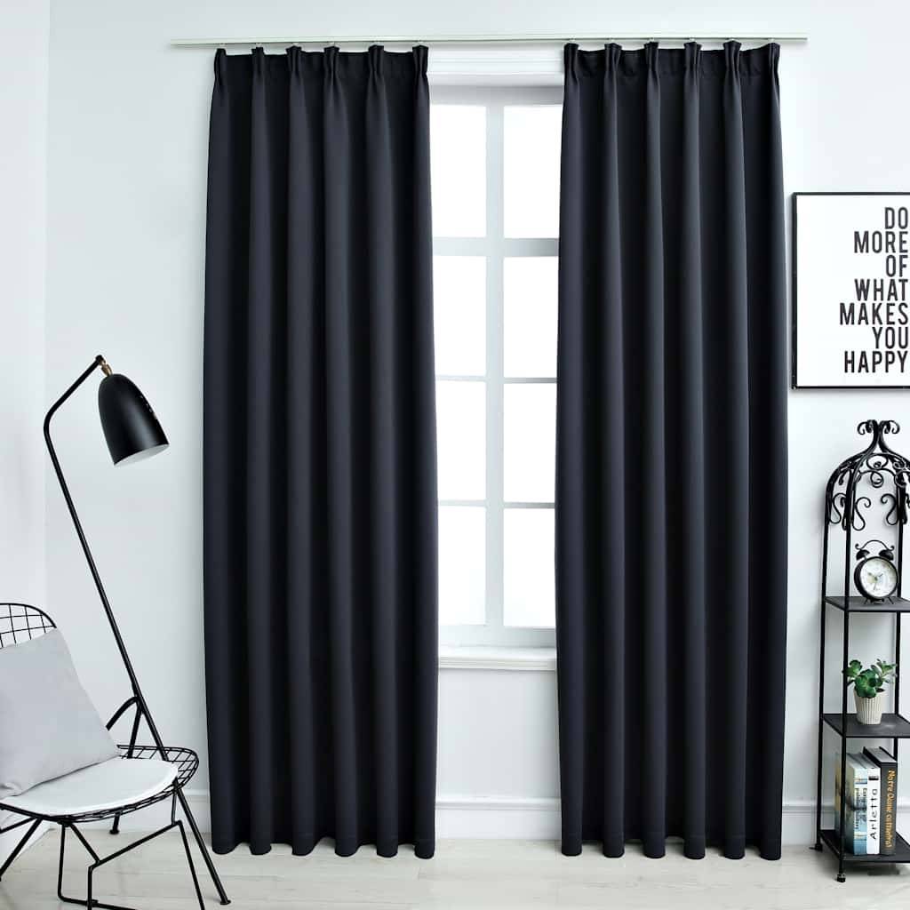 Rideaux occultants - Panneaux de rideau avec crochets 2 pcs Anthracite 140x245 cm - Image 2