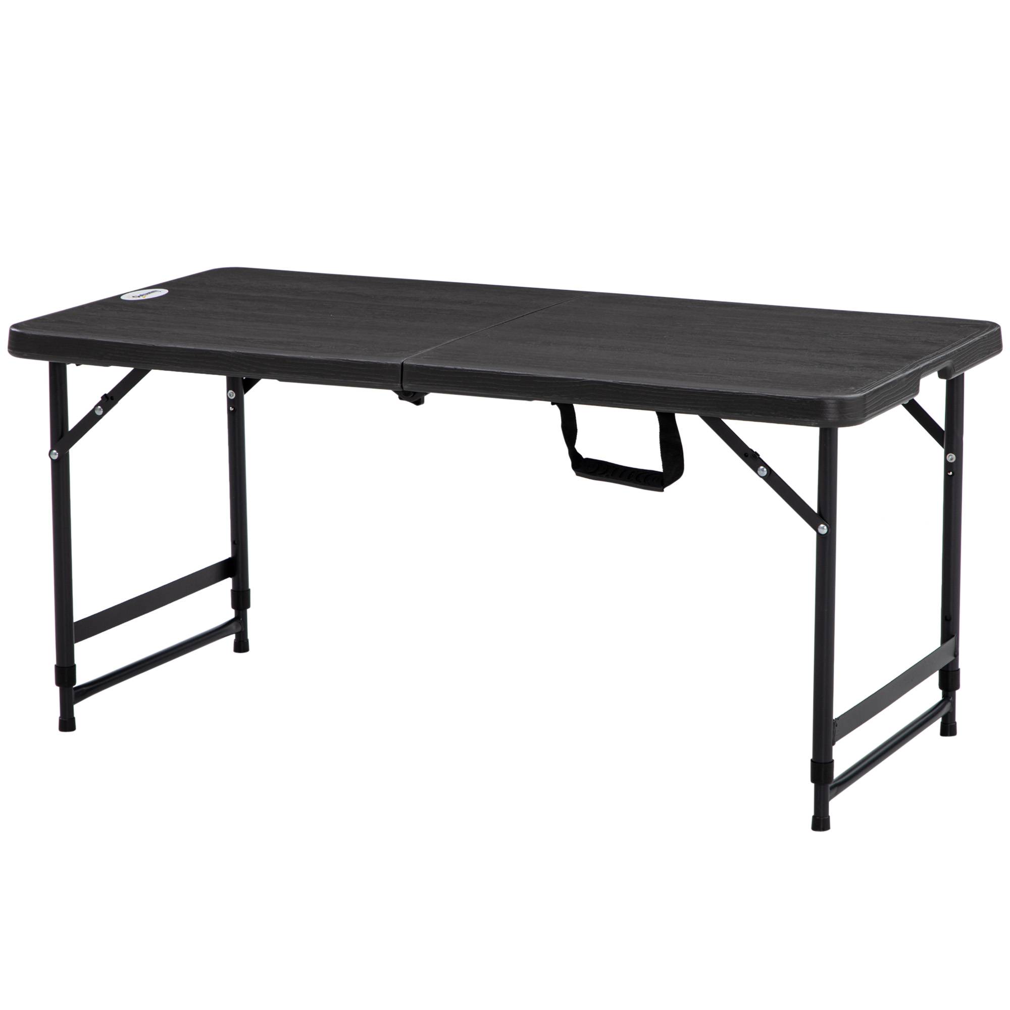 Table de jardin rectangulaire pliable camping pour 4 personnes hauteur réglable 118 x 60 x 74 cm - Image 2