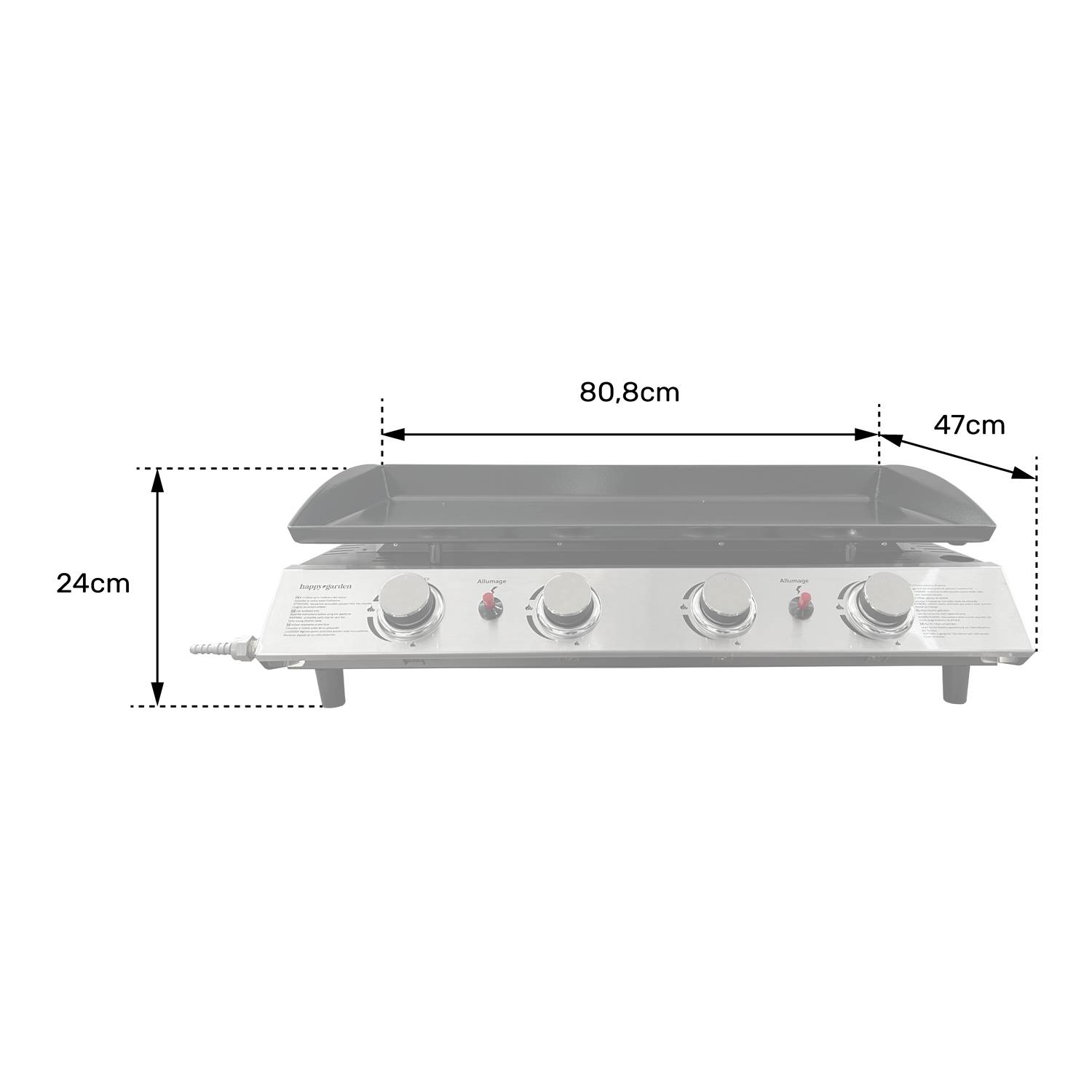 Plancha au gaz VALENCIA - 4 brûleurs 10kW - HAPPY GARDEN - Image 2