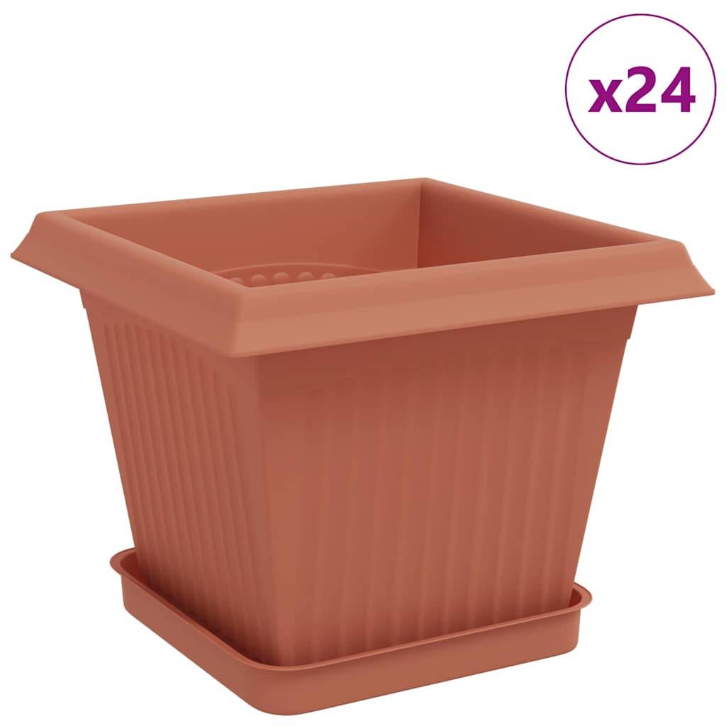 ComfortXL - Petits pots carrés plastique balcons terrasses drainage fond 20x20x16cm rouge - ComfortXL Outdoor Living - Image 2