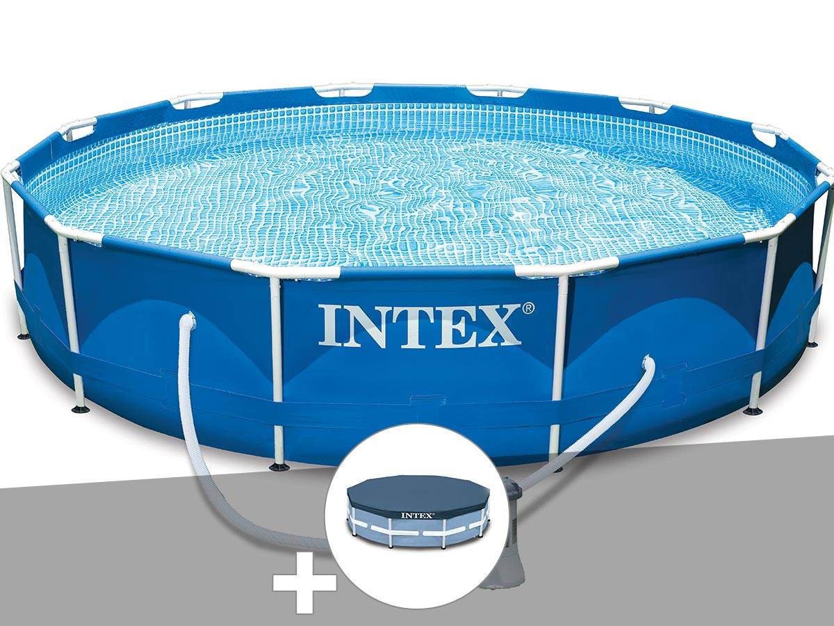 Kit piscine tubulaire Intex Metal Frame ronde 3,66 x 0,76 m + Bâche de protection - Image 2