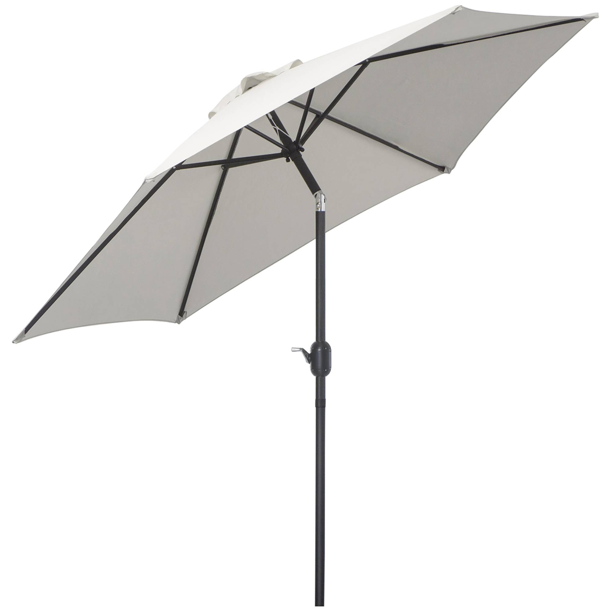 Parasol de jardin en aluminium Ø260x235 cm, inclinable, avec manivelle et 6 baleines métalliques, couleur crème, pour terrasse ou balcon. - Image 2
