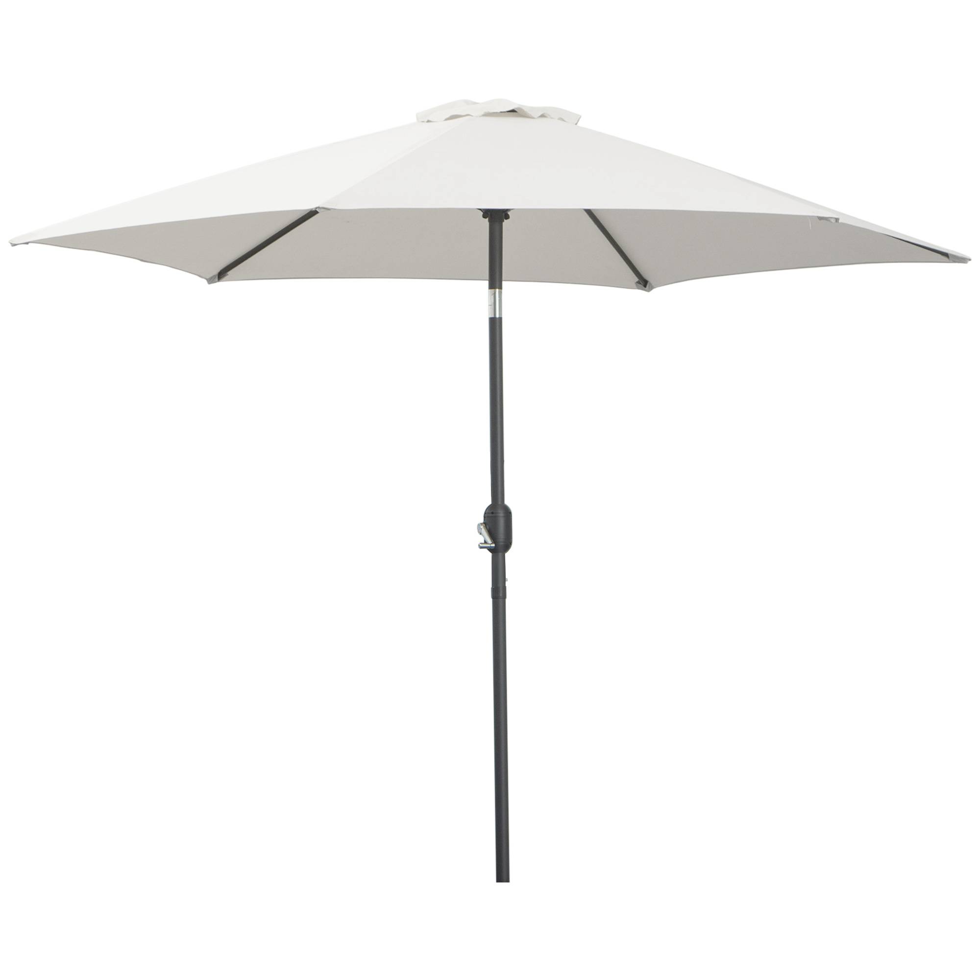 Parasol de jardin en aluminium Ø260x235 cm, inclinable, avec manivelle et 6 baleines métalliques, couleur crème, pour terrasse ou balcon. - Image 1