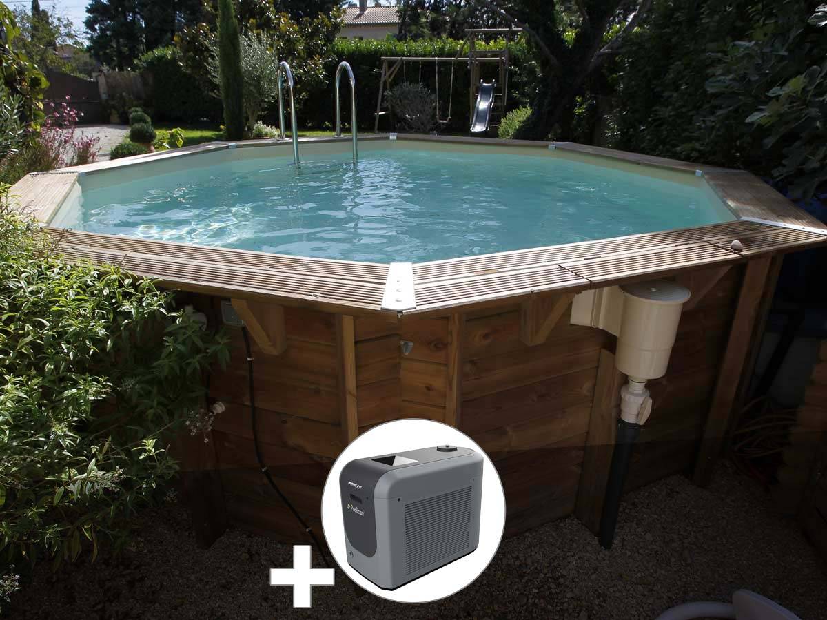 Ubbink - Kit piscine bois Ubbink Océa 4,30 x 1,20 m - Liner beige + Poolican