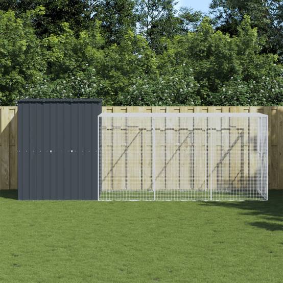 Vidaxl - Poulailler avec cour anthracite 165x455x181 cm acier galvanisé vidaXL 3189109 - Image 1