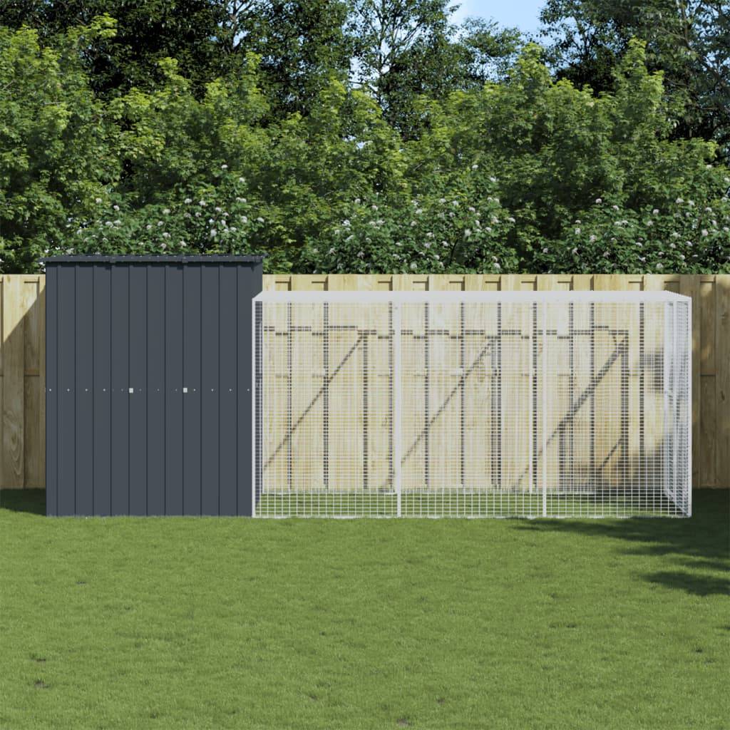 Vidaxl - Poulailler avec cour anthracite 165x455x181 cm acier galvanisé vidaXL 3189109 - Image 1