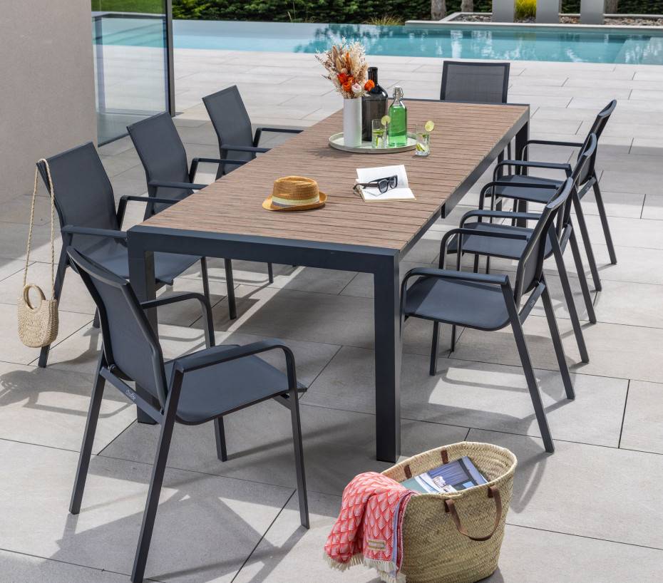 Ensemble table et chaises de jardin  8 places  anthracite  MIMIZAN - Image 1