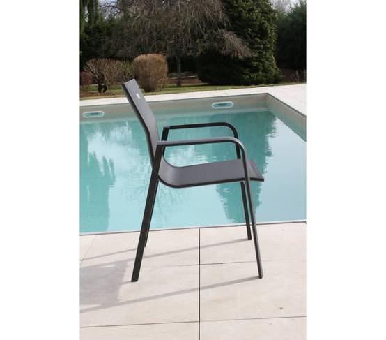Ensemble table et chaises de jardin 8 places anthracite MIMIZAN - Image 6