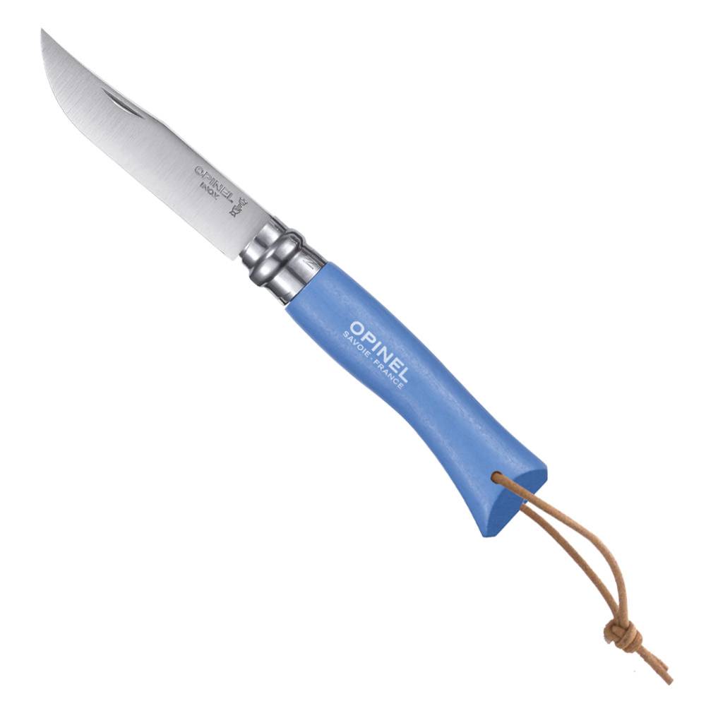 Opinel - Couteau Baroudeur n°7 - lame 8 cm bleu avec lien en cuir - Image 1