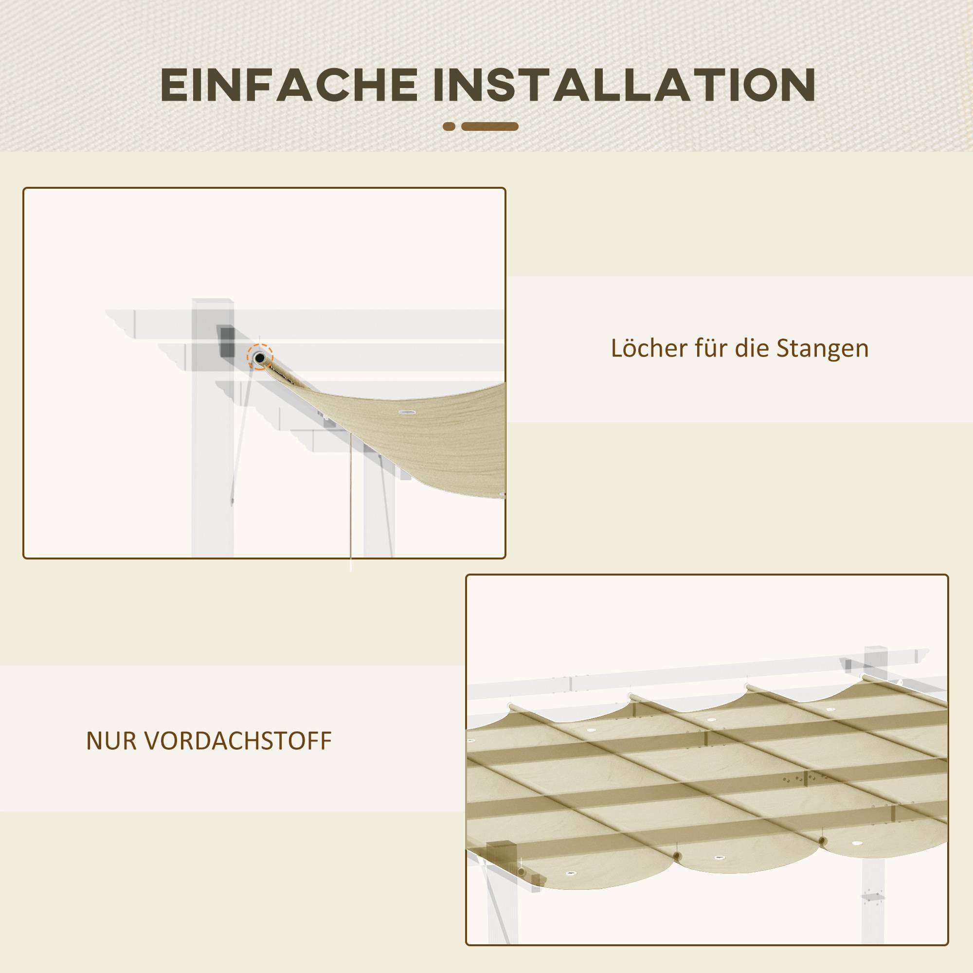 Toile de rechange pergola polyester jardin terrasse protection soleil pluie 250x255cm beige - ComfortXL Outdoor Living - Image 6