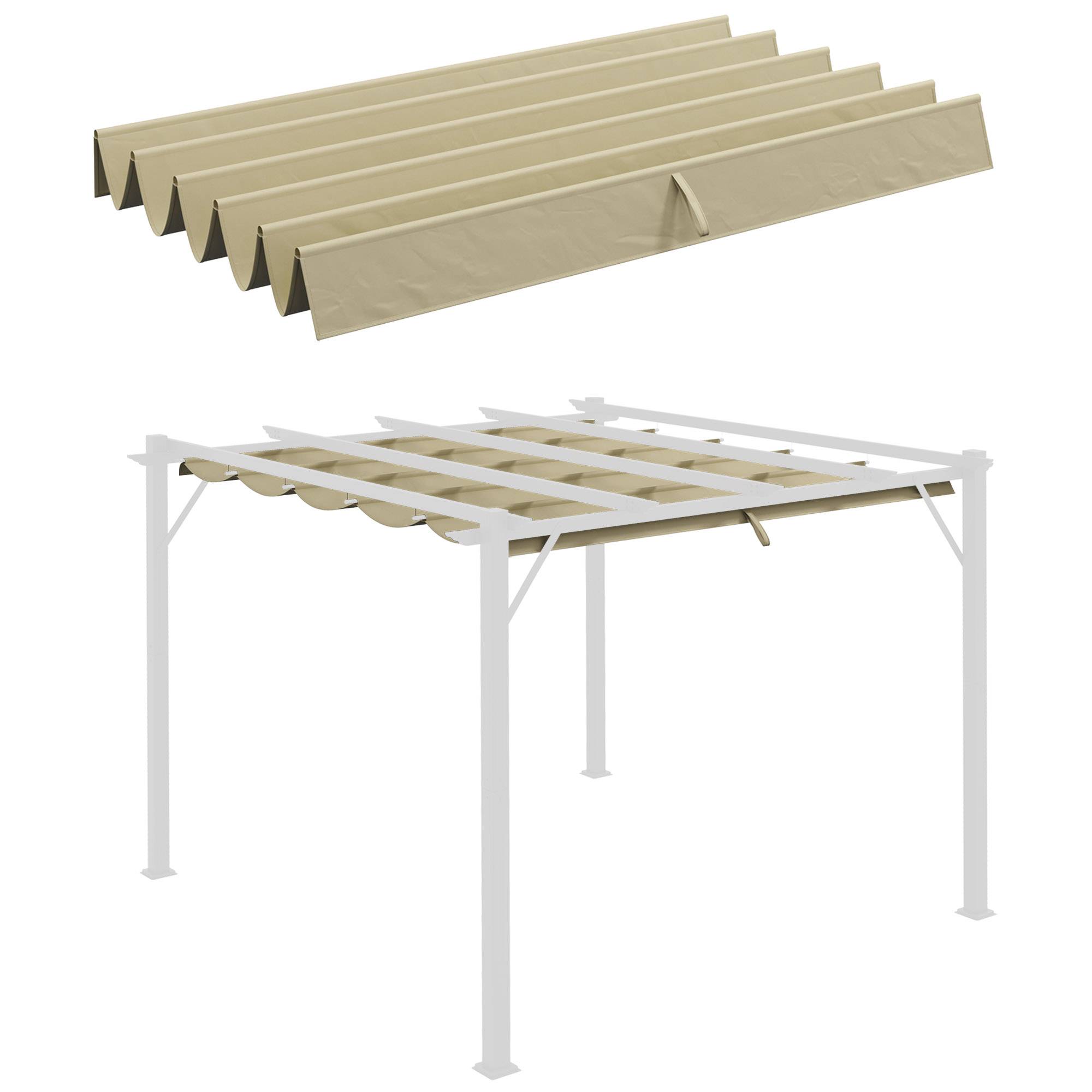 Toile de rechange pergola polyester jardin terrasse protection soleil pluie 250x255cm beige - ComfortXL Outdoor Living - Image 2